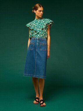 Soeur Michka Top in Green Floral Size 36